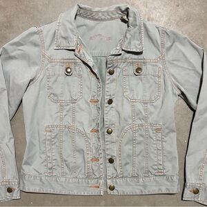 Caribbean Joe 100% Cotton Light Blue Jacket Back Design Print Vintage